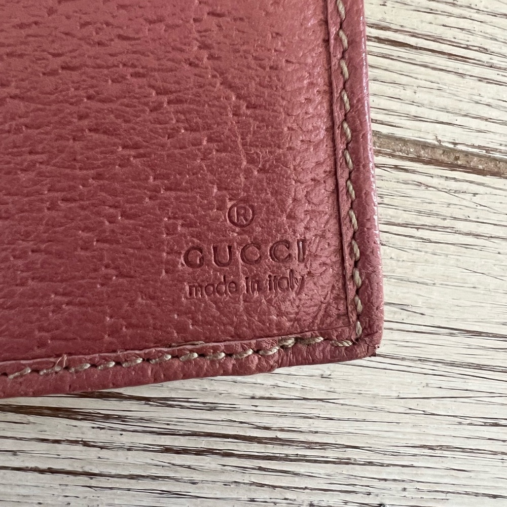 GUCCI Rose Pink Leather Continental Wallet with Gold Script Logo - Picture 8 of 11